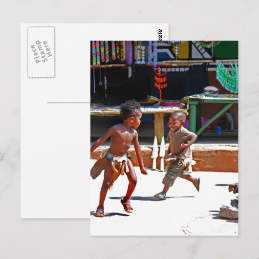 Kinderen die spelen briefkaart (Voorkant / Achterkant)