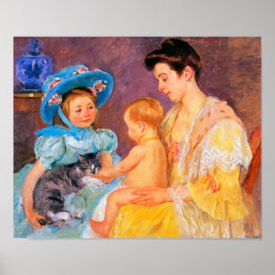 Kinderen die spelen met een kat, Mary Cassatt Poster