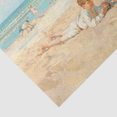 Kinderen die spelen op de Antiek van het strand Tissuepapier (Detail)