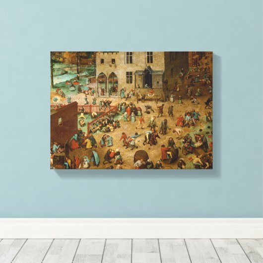 Kinderen die Spelen spelen (Pieter Bruegel de Oude Canvas Afdruk (Insitu (Houten vloer))