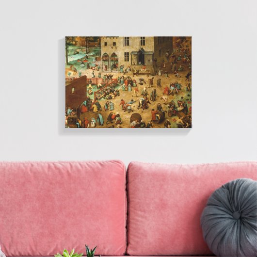 Kinderen die Spelen spelen (Pieter Bruegel de Oude Canvas Afdruk (Insitu (Woonkamer))
