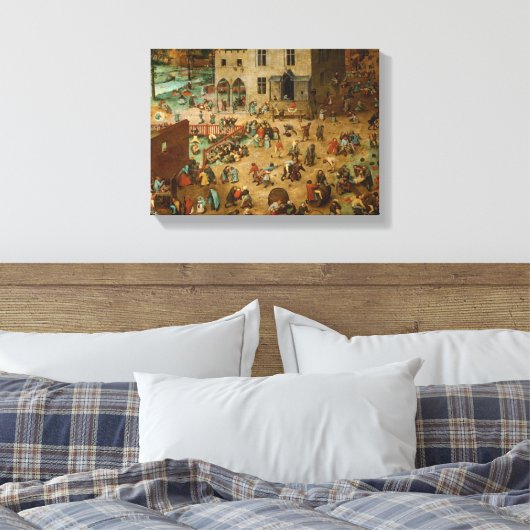 Kinderen die Spelen spelen (Pieter Bruegel de Oude Canvas Afdruk (Insitu (Slaapkamer))
