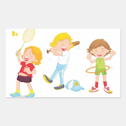 Kinderen die sport Stickers spelen (Voorkant)