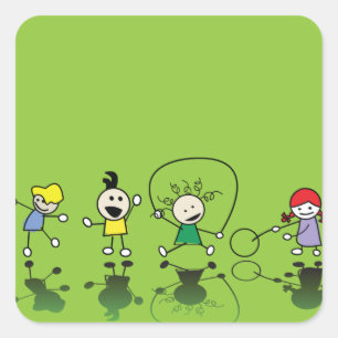 Kinderen die teken geven vierkante sticker