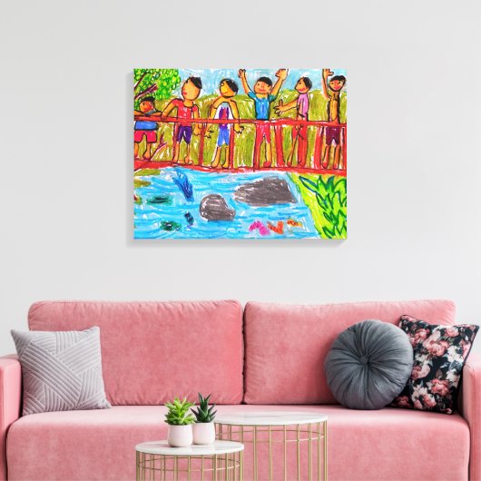 kinderen die tekenen spelen canvas afdruk (Insitu (Woonkamer))