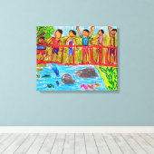 kinderen die tekenen spelen canvas afdruk (Insitu (Houten vloer))