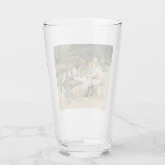 Kinderen die vanmiddag thee drinken in het park glas (Achterkant)