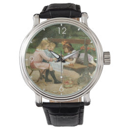 Kinderen die vanmiddag thee drinken in het park horloge