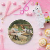 Kinderen die vanmiddag thee drinken in het park papieren bordje (Feest)