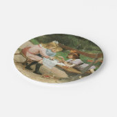 Kinderen die vanmiddag thee drinken in het park papieren bordje (Gekanteld)