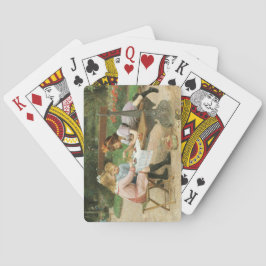 Kinderen die vanmiddag thee drinken in het park pokerkaarten