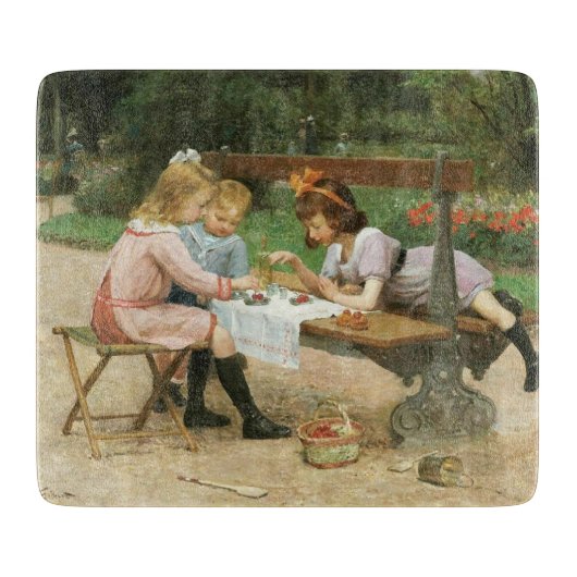 Kinderen die vanmiddag thee drinken in het park snijplank (Voorkant)