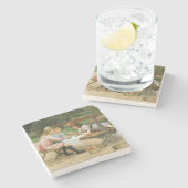 Kinderen die vanmiddag thee drinken in het park stenen onderzetter (Zijkant)