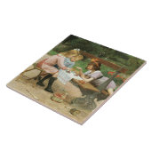 Kinderen die vanmiddag thee drinken in het park tegeltje (Zijkant)