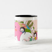 Kinderen die vissen in vijver tweekleurige koffiemok (Center)