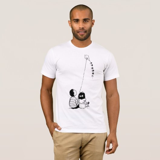 Kinderen die vliegen met een Mannen vlieger T-shir T-shirt (Voorkant volledig)