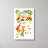 Kinderen die vogels voeden canvas afdruk (Voorkant)