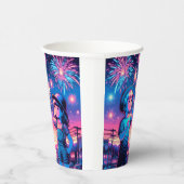 Kinderen die vuurwerk houden op 4 juli papieren bekers (Rechts)