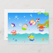 Kinderen die zwemmen briefkaart (Voorkant / Achterkant)