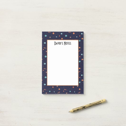 Kinderen Diepe Ruimte Vallende Sterren Planeten Zw Post-it® Notes (Op bureau)