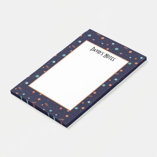 Kinderen Diepe Ruimte Vallende Sterren Planeten Zw Post-it® Notes (Schuin)