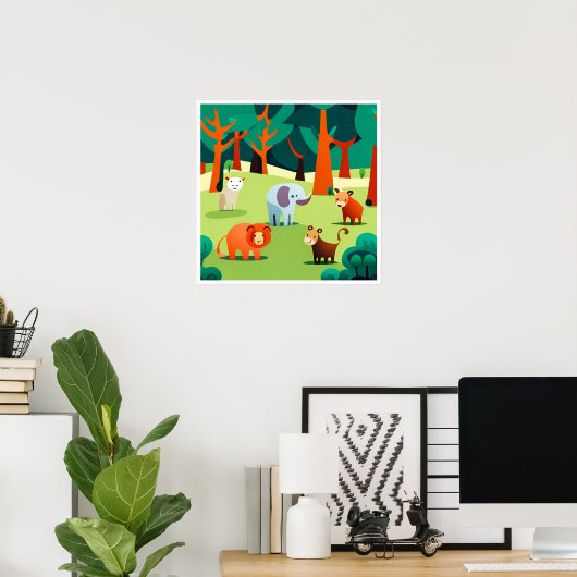 Kinderen Dieren Art Print (Thuiskantoor)