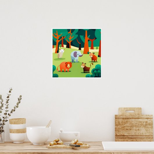 Kinderen Dieren Art Print (Keuken)