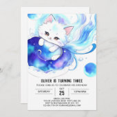 Kinderen Digitaal Kat Verjaardag Kaart (Voorkant / Achterkant)