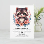 Kinderen Digitale wasbeer Meisje Verjaardag Kaart (Staand voorkant)