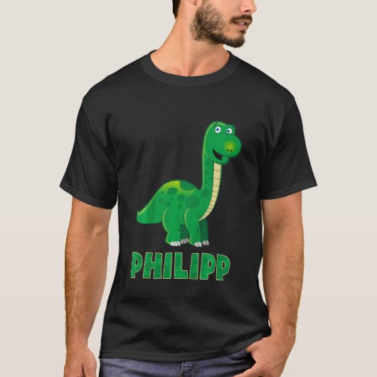 Kinderen Dino dinosaurus naam Philip T-shirt (Voorkant)