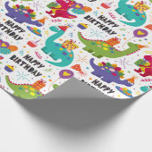 Kinderen Dino Verjaardag Gevierd Cadeaupapier (Hoek)