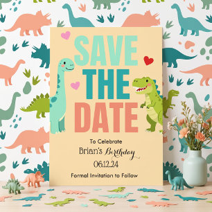 Kinderen Dino Verjaardagsfeest Save The Date Kaart