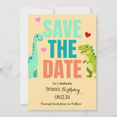 Kinderen Dino Verjaardagsfeest Save The Date Kaart (Voorkant)