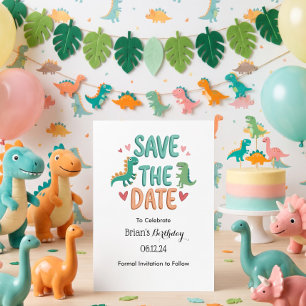 Kinderen Dino Verjaardagsfeestje Save The Date Kaart