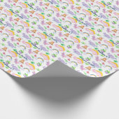 Kinderen Dinosaur Rainbow Waterverf Oerwoud Birthd Cadeaupapier (Hoek)