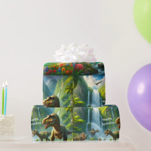 Kinderen Dinosauriërs Jungle Print   Cadeaupapier