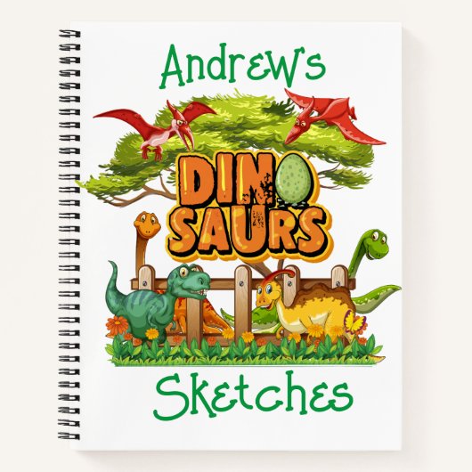 Kinderen Dinosauriërs Schets Notitieboek (Voorkant)