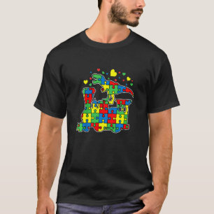 Kinderen Dinosaurus Rijdende Trein Puzzelstuk Auti T-shirt