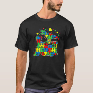 Kinderen Dinosaurus Rijdende Trein Puzzelstuk Auti T-shirt