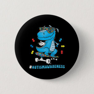 Kinderen Dinosaurus Skateboarden Autisme Bewustzij Ronde Button 5,7 Cm