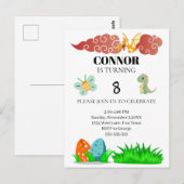 Kinderen Dinosaurus Thema Verjaardag Briefkaart (Voorkant / Achterkant)