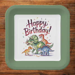 Kinderen Dinosaurus Verjaardag Papieren Bordje