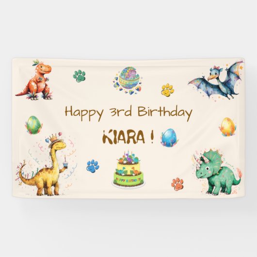 Kinderen Dinosaurus Verjaardagsfeest Banner (Horizontaal)