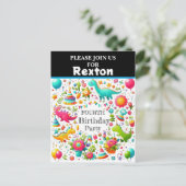 Kinderen Dinosaurus Verjaardagsfeest uitnodigingen (Staand voorkant)