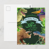 Kinderen Dinosaurus Verjaardagsuitnodiging Briefkaart (Voorkant / Achterkant)