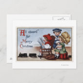 Kinderen doen alsof ze in een trein zitten briefkaart (Voorkant / Achterkant)