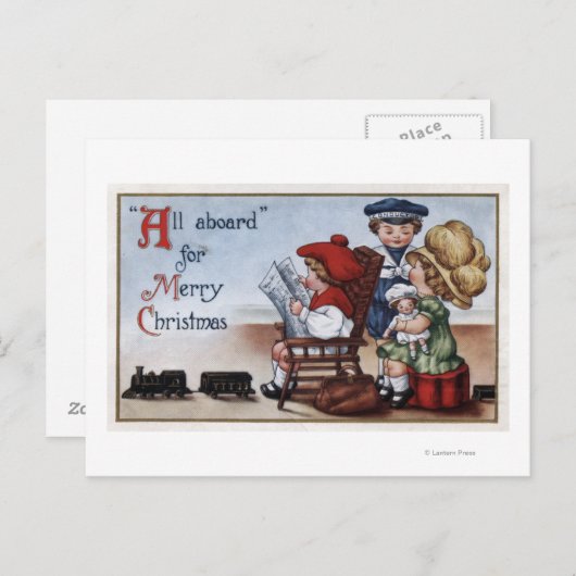 Kinderen doen alsof ze in een trein zitten briefkaart (Voorkant / Achterkant)