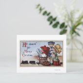 Kinderen doen alsof ze in een trein zitten briefkaart (Staand voorkant)