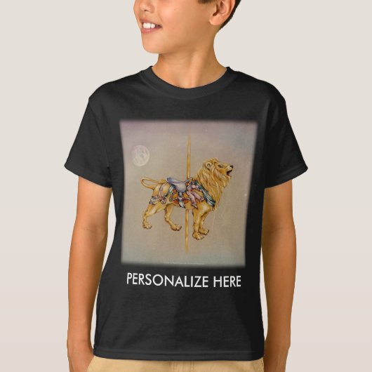 Kinderen Donkere T-shirts - Carousel Lion SQ (Voorkant)