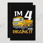 Kinderen Drie 4jr 4de verjaardag Bouw Jongen 4 Jr Kaart (Voorkant / Achterkant)